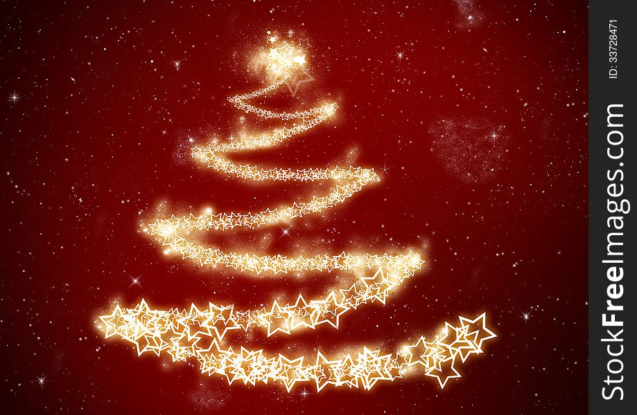 Red Christmas Background with Tree. Red Christmas Background with Tree
