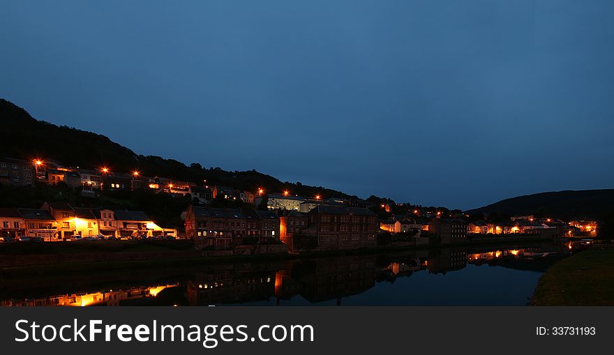 Montherme, village at the Meusse in France at night. Montherme, village at the Meusse in France at night