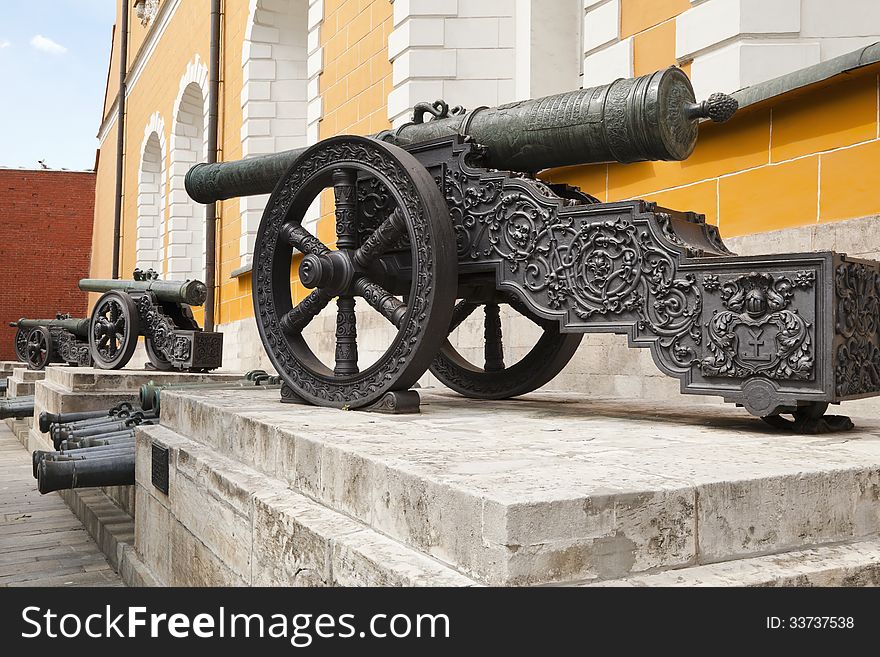 Old artillery cannons near Arsenal of the Moscow Kremlin. Russia. Old artillery cannons near Arsenal of the Moscow Kremlin. Russia.