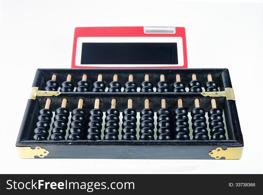 Wood abacus with the screencalculator