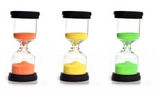 Colored Sand Clocks Stock Photography