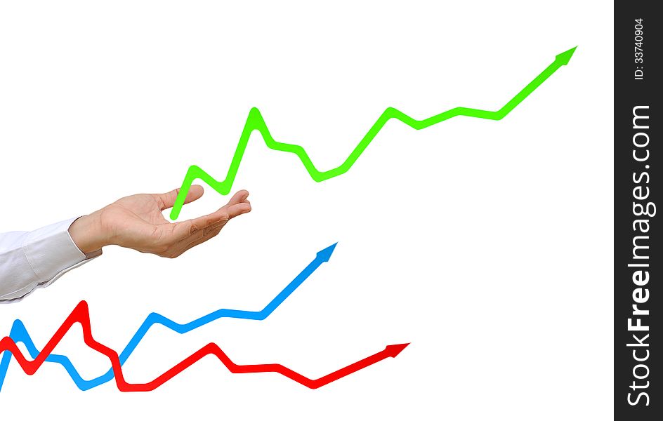 Women hand and business graph