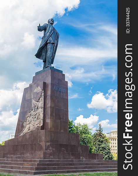 View of a monument to world famous politician and revolutionist Vladimir Lenin in Kharkov, Ukraine. View of a monument to world famous politician and revolutionist Vladimir Lenin in Kharkov, Ukraine