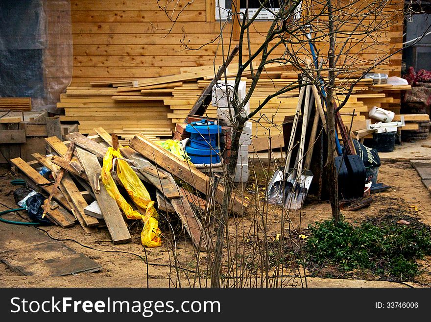 Repair villas exterior construction with wood structure