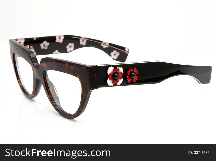 Nice womens glasses with white and red flowers