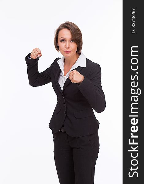 Business woman ready for competition and fight