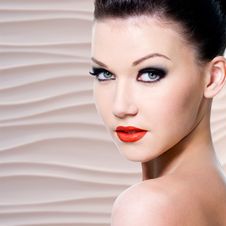 Young Beautiful Woman With Red Lips Royalty Free Stock Photo Young Beautiful Woman With Red Lips Royalty Free Stock Photo