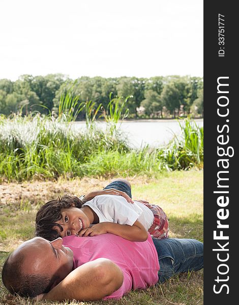 Happy multicultural family having a nice summer day. Happy multicultural family having a nice summer day