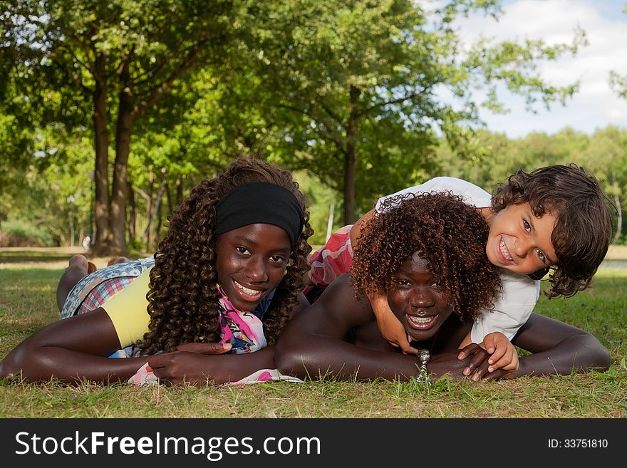 Happy african children having a nice dat at the park. Happy african children having a nice dat at the park