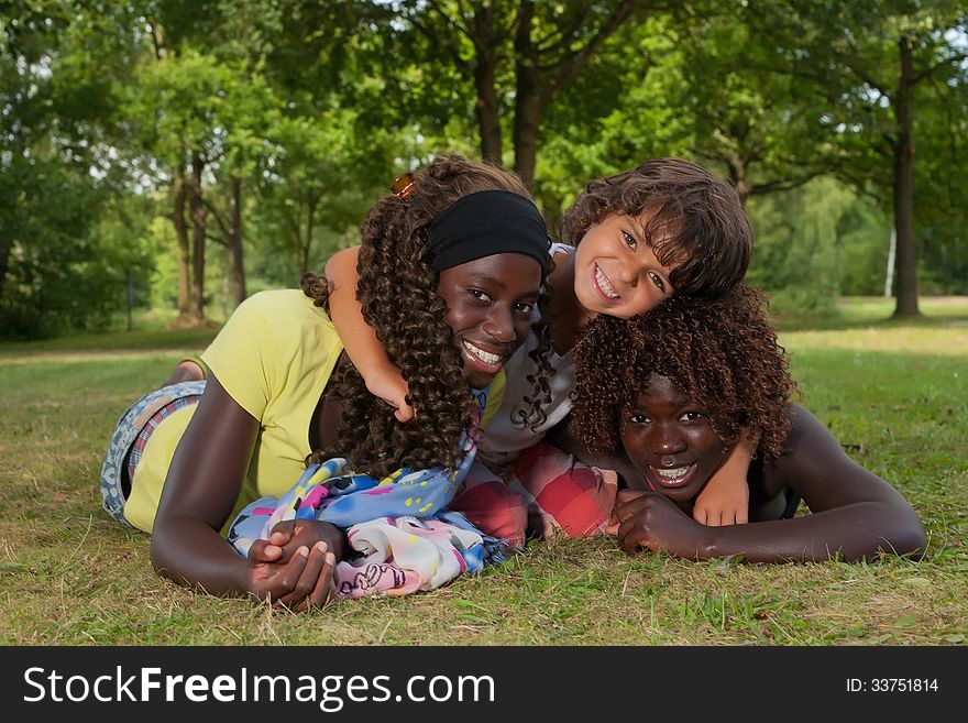 Happy african children having a nice dat at the park. Happy african children having a nice dat at the park