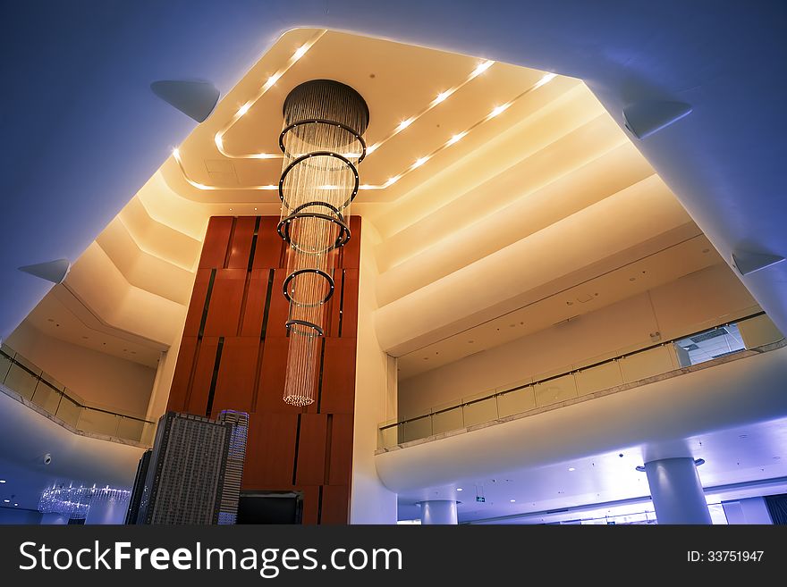 Hotel Lobby With Luxurious Ceiling