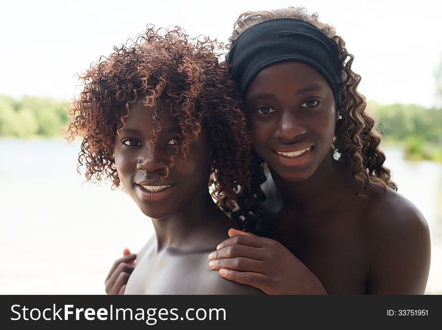 Happy african children having a nice dat at the park. Happy african children having a nice dat at the park