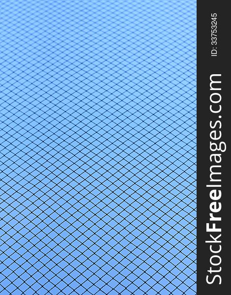 Real mesh structure on blue sky background focused at one third and gradient to out of focus. Real mesh structure on blue sky background focused at one third and gradient to out of focus