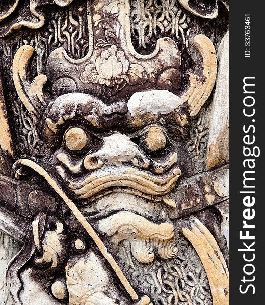 Old Chinese stone dragon statue art background