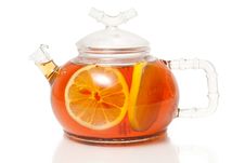 Tea In Glass Teapot With Lemon Slice Stock Photography Tea In Glass Teapot With Lemon Slice Stock Photography