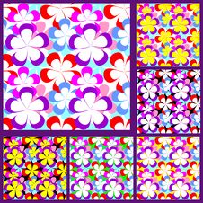 Abstract Seamless Pattern With Flowers - Set Of Si Stock Photography Abstract Seamless Pattern With Flowers - Set Of Si Stock Photography