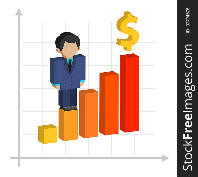 Illustration business graph, profit growth, format EPS 8