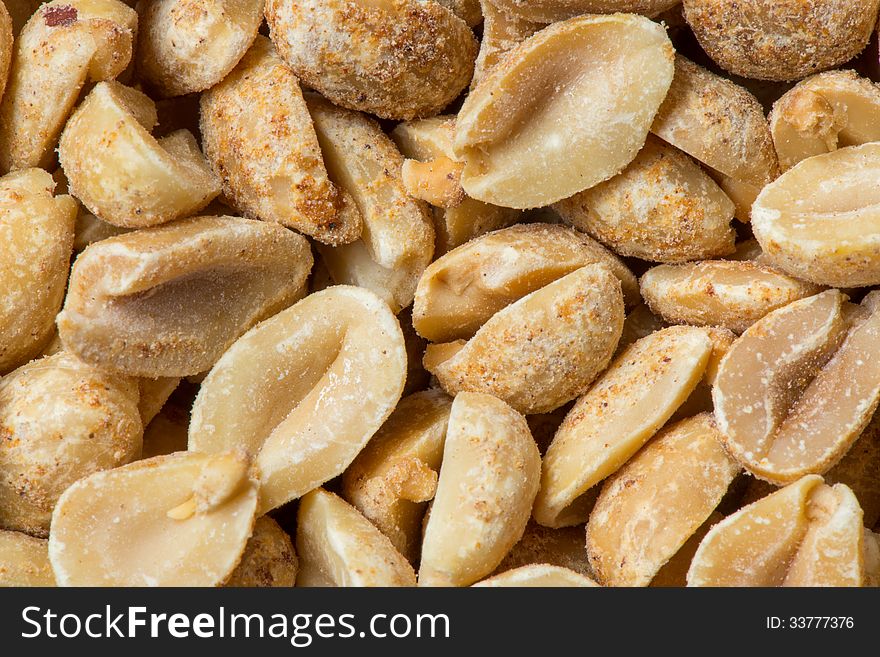 Pile of shelled dry roasted peanuts. Pile of shelled dry roasted peanuts