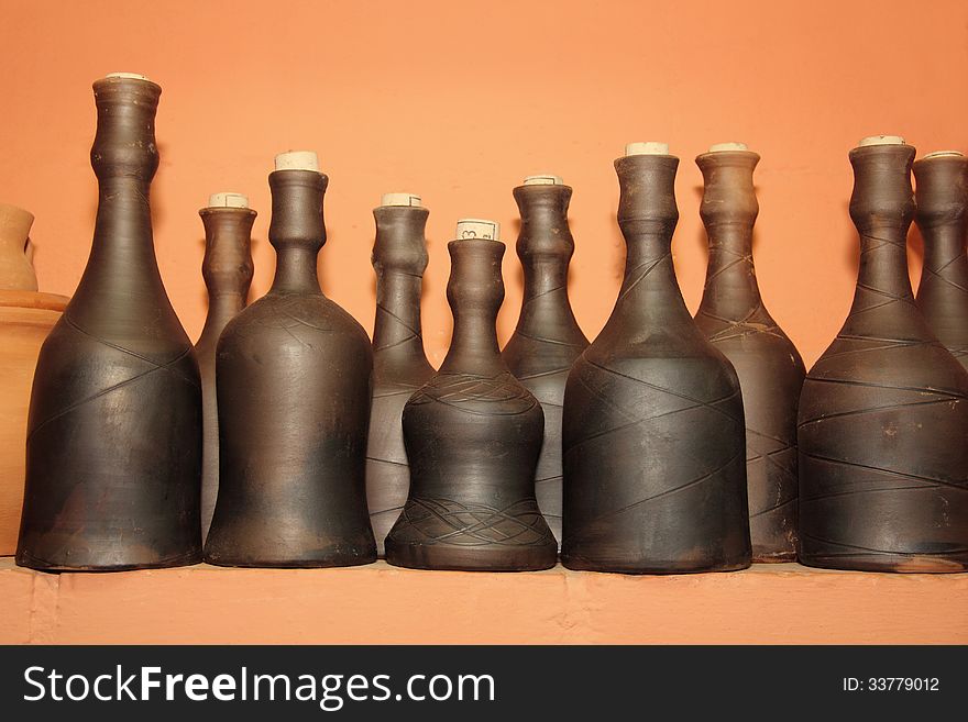 Many bottles made â€‹â€‹of clay