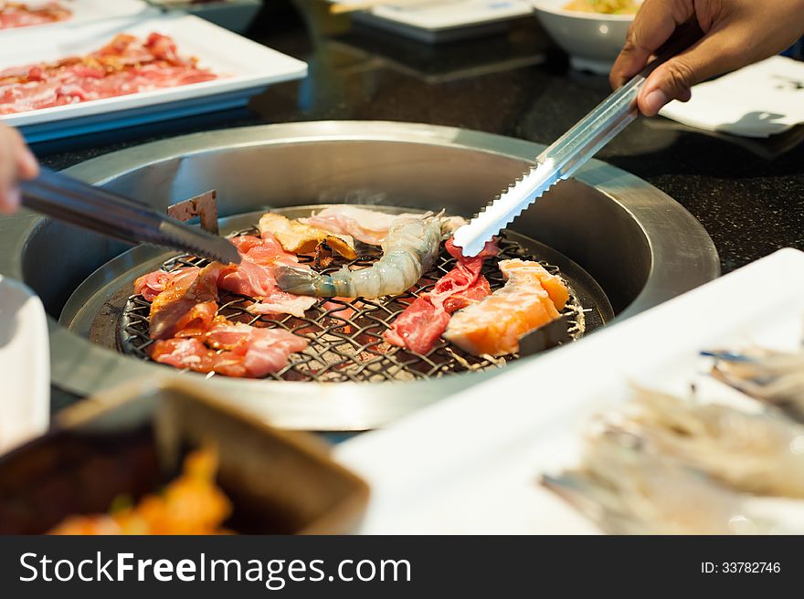 Grill time with shrimp pork chicken and beef