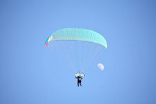 Paraglider And Moon Stock Images