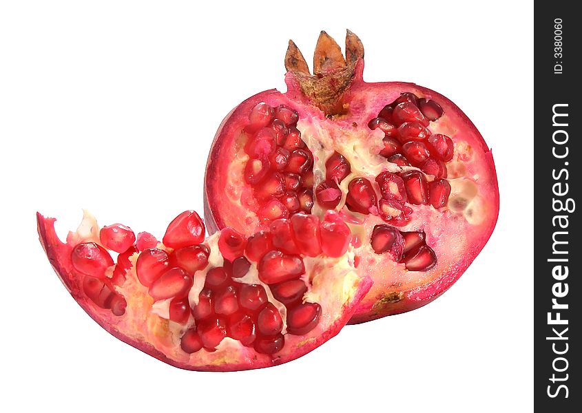 Red ripe of pomegranate isolated over white background. Red ripe of pomegranate isolated over white background