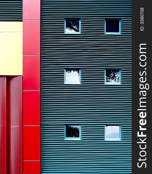 Mondrian inspired architecture. Facade of public building. Mondrian inspired architecture. Facade of public building.