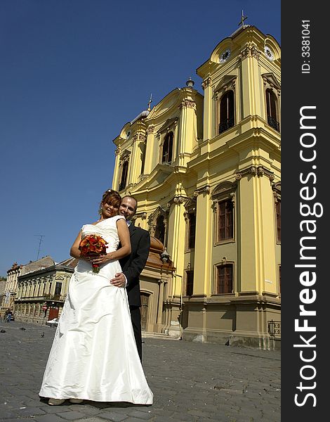 Portrait of bride and groom