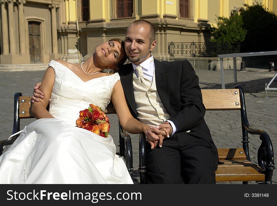 Portrait of bride and groom