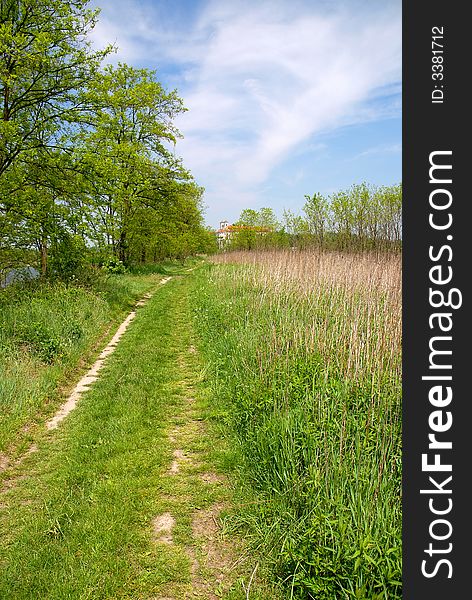 Rural scene - dirt-track to monastery of Tyniec (Poland, near Krakow)