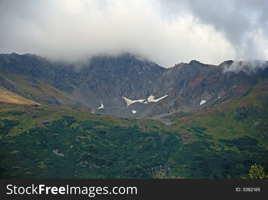 Alaska with mountains in background.