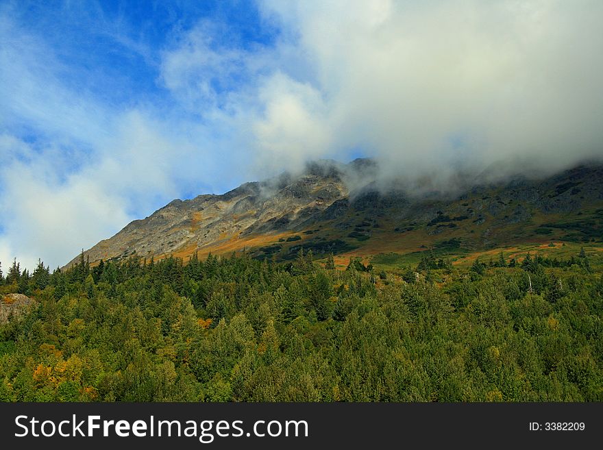 Alaska with mountains in background.