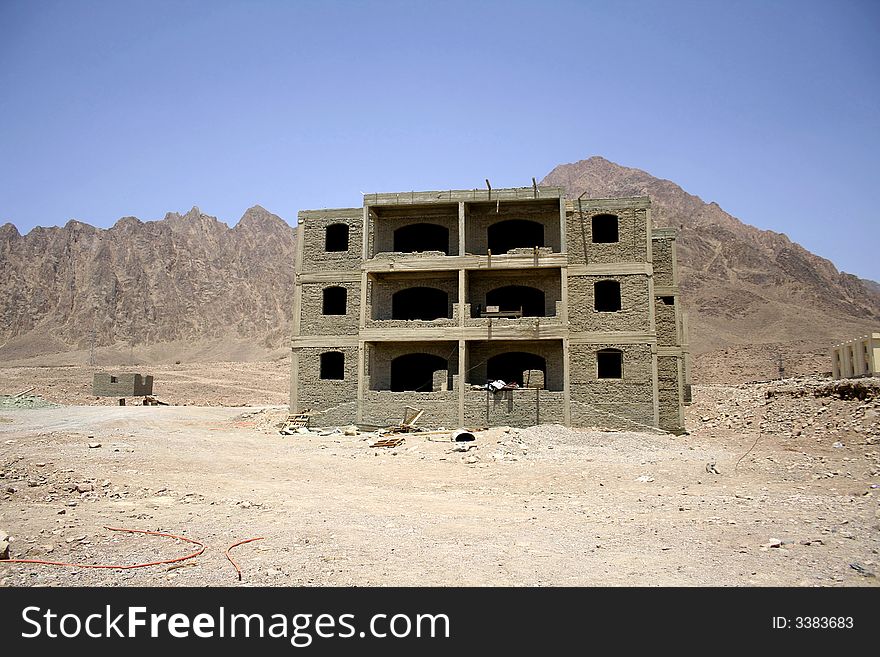 Abandoned hotel construction along the coast of the red, sea, sinai, egypt