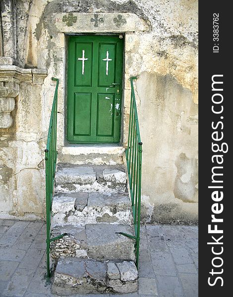 Green door of ethiopian monestary, church of the holy sepulchre, jerusalem, israel. Green door of ethiopian monestary, church of the holy sepulchre, jerusalem, israel