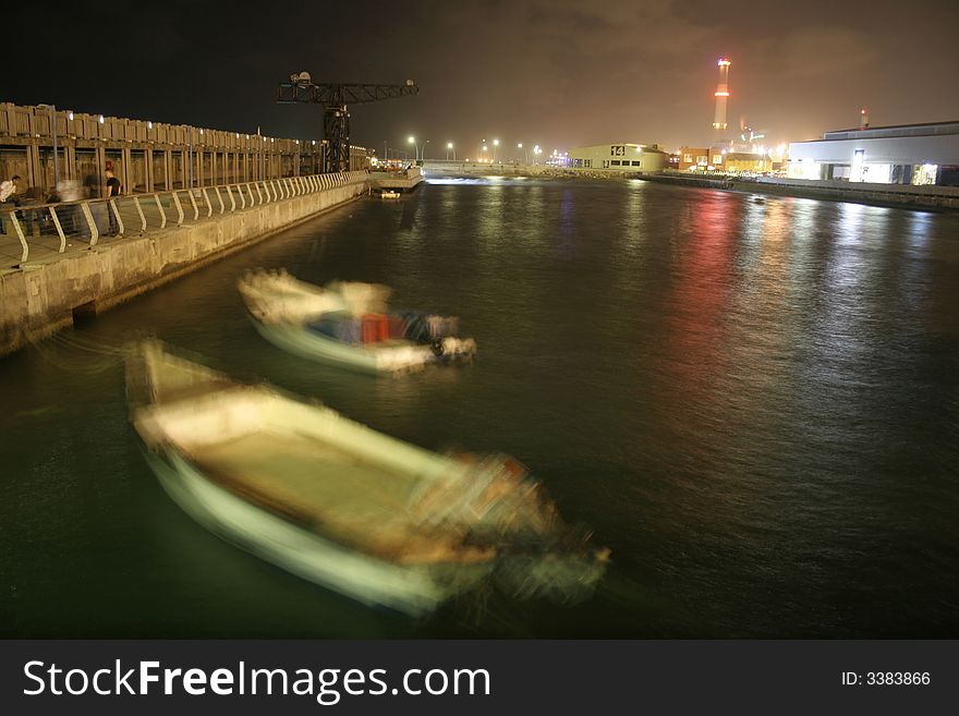 Jetty by night; tel aviv israel