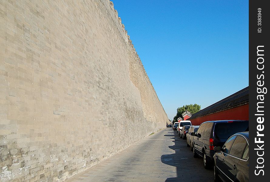 The long and high wall, shot at east side of forbidden city, Beijing,China. The long and high wall, shot at east side of forbidden city, Beijing,China.