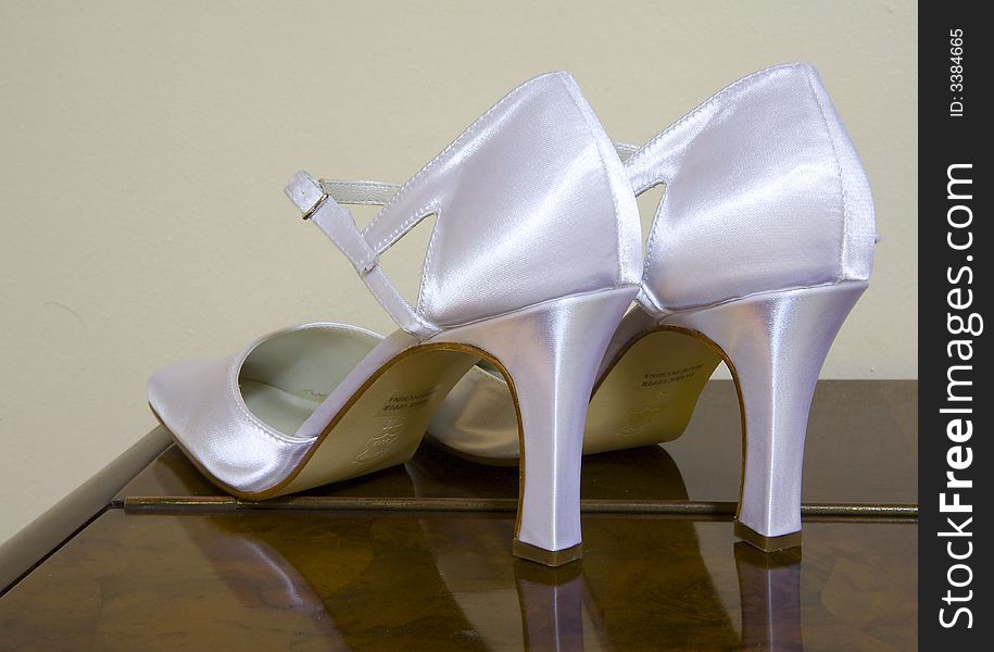 Pair of wedding shoes in readiness for the occasion. Pair of wedding shoes in readiness for the occasion