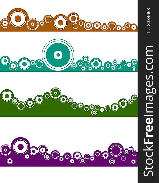 4 Landscape elements - Transparent Circles grouped so that  colors can be easily changed