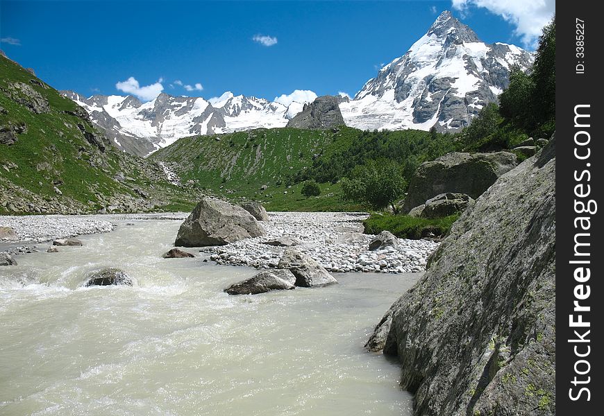 Mountains and river closer