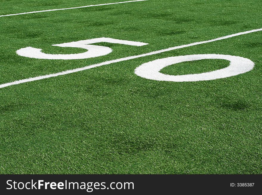 50 yard line in a football stadium
