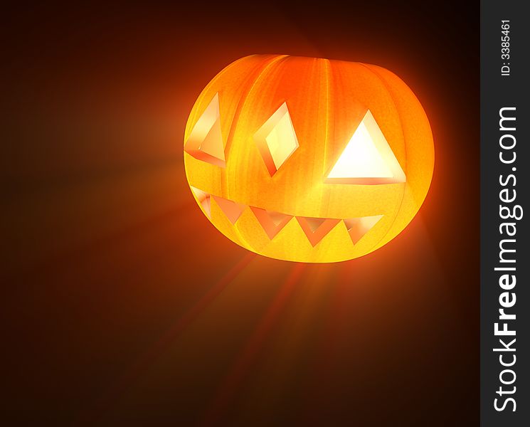 Halloween pumpkin - jack-o-lantern - on black background.