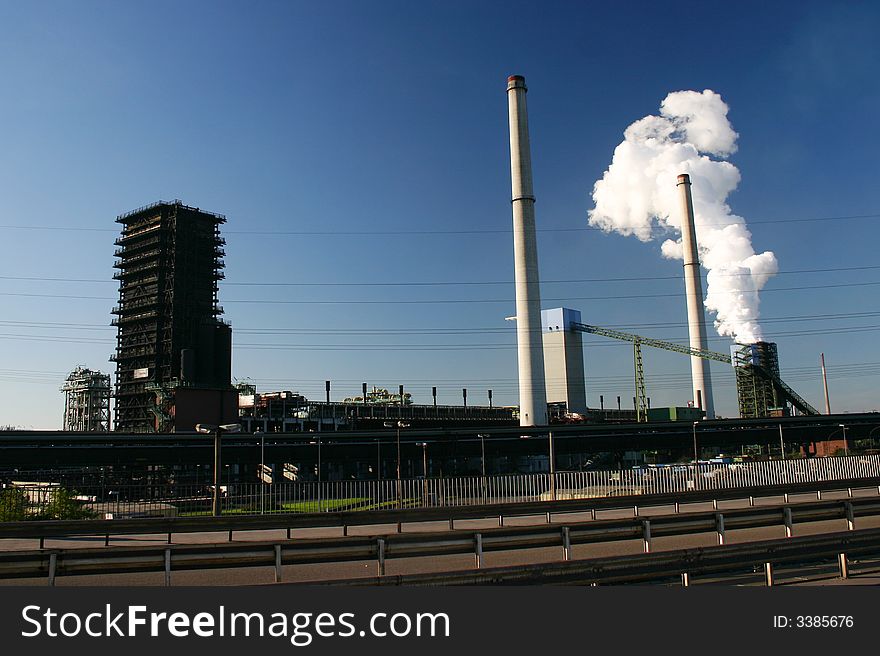 Steam from a coking plant in Duisburg Germany