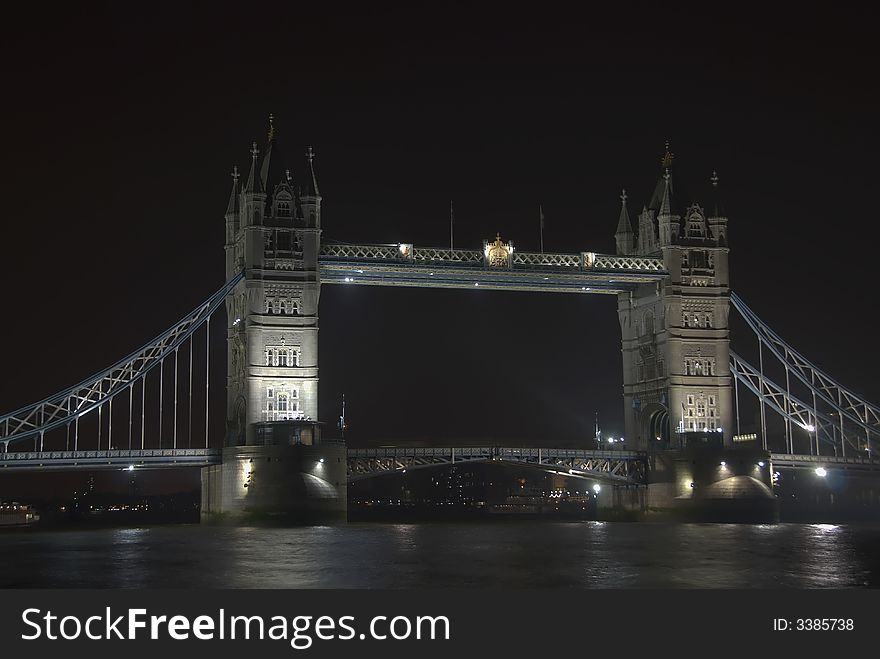 Tower Bridge in London at night