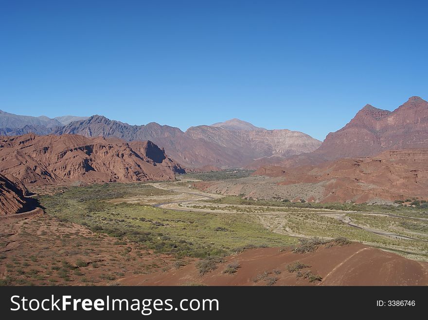 Valley of the river Cafayate in the Andes