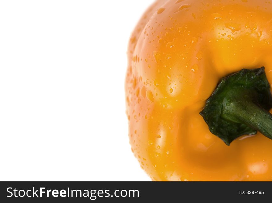 Detail of yellow pepper isolated on a white background