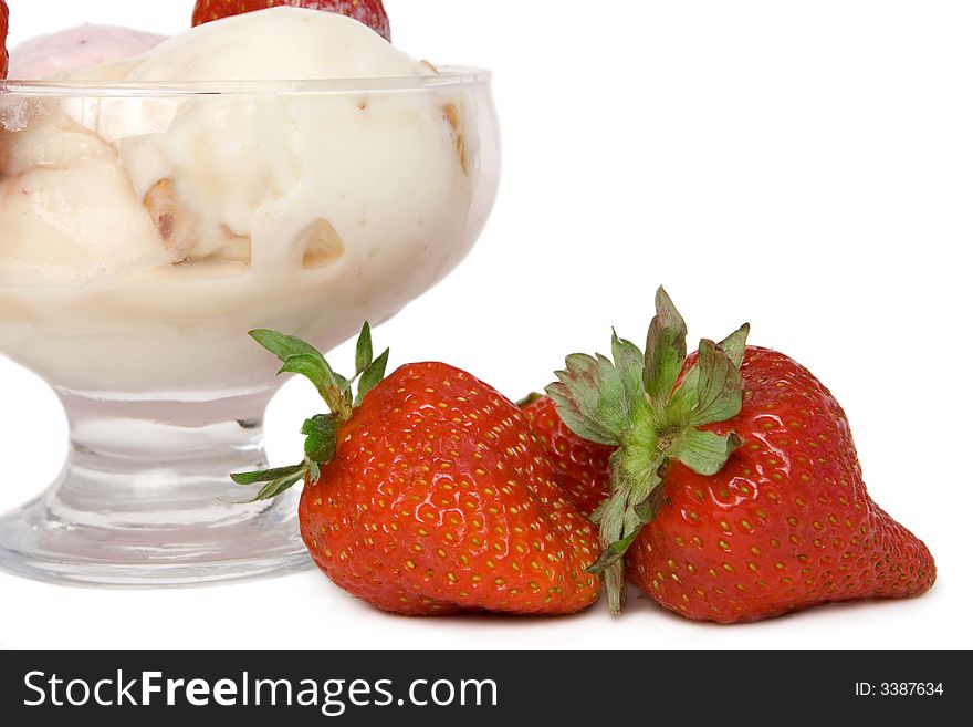 Detail of ice cream isolated on a white background