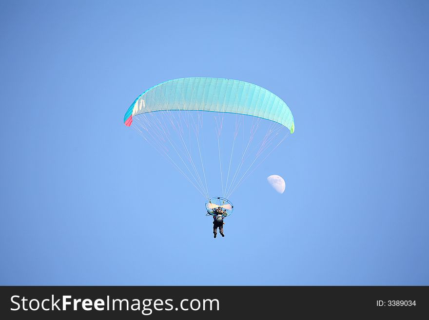 Paraglider And Moon