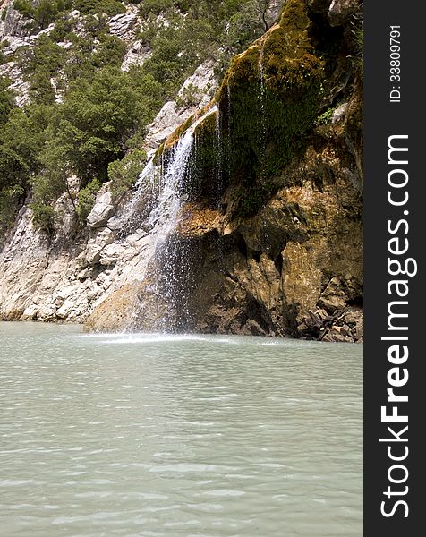 Cascade on the River Verdon at the beginning of the Gorge. Cascade on the River Verdon at the beginning of the Gorge