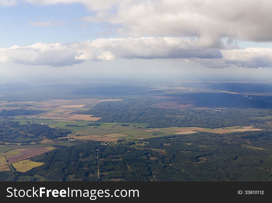 Blue Sky And Puffy Clouds Above Latvia.