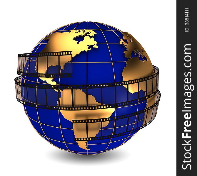 Film around the earth symbolizes the film industry. Film around the earth symbolizes the film industry